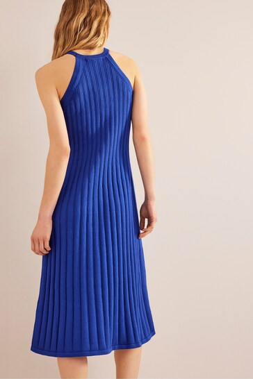 Boden Blue Sleeveless Knitted Midi Chain-Strap Dress