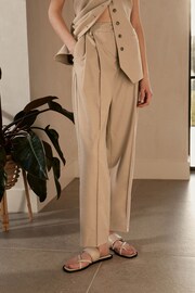 Mink Brown Premium Tailored Barrel Leg Trousers - Image 2 of 6