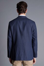 Charles Tyrwhitt Blue Slim Fit Linen Cotton Jacket - Image 2 of 4