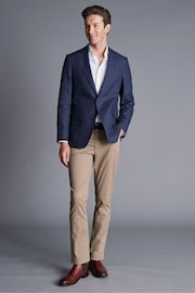 Charles Tyrwhitt Blue Slim Fit Linen Cotton Jacket - Image 3 of 4
