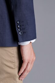 Charles Tyrwhitt Blue Slim Fit Linen Cotton Jacket - Image 4 of 4