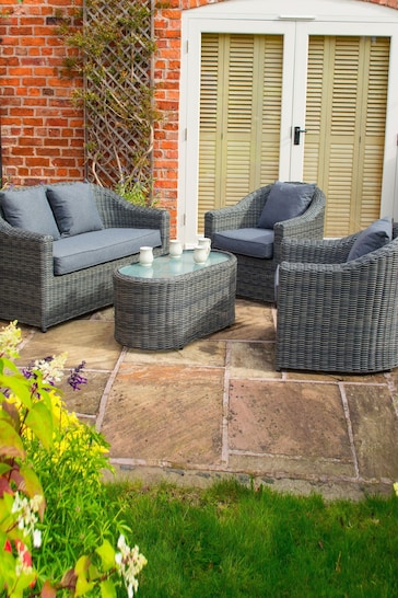 Rowlinson Grey Garden Bunbury Rattan Effect Sofa Set with Coffee Table