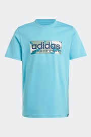 adidas Blue Kids Sportswear Camo Linear Graphic T-Shirt - Image 1 of 5