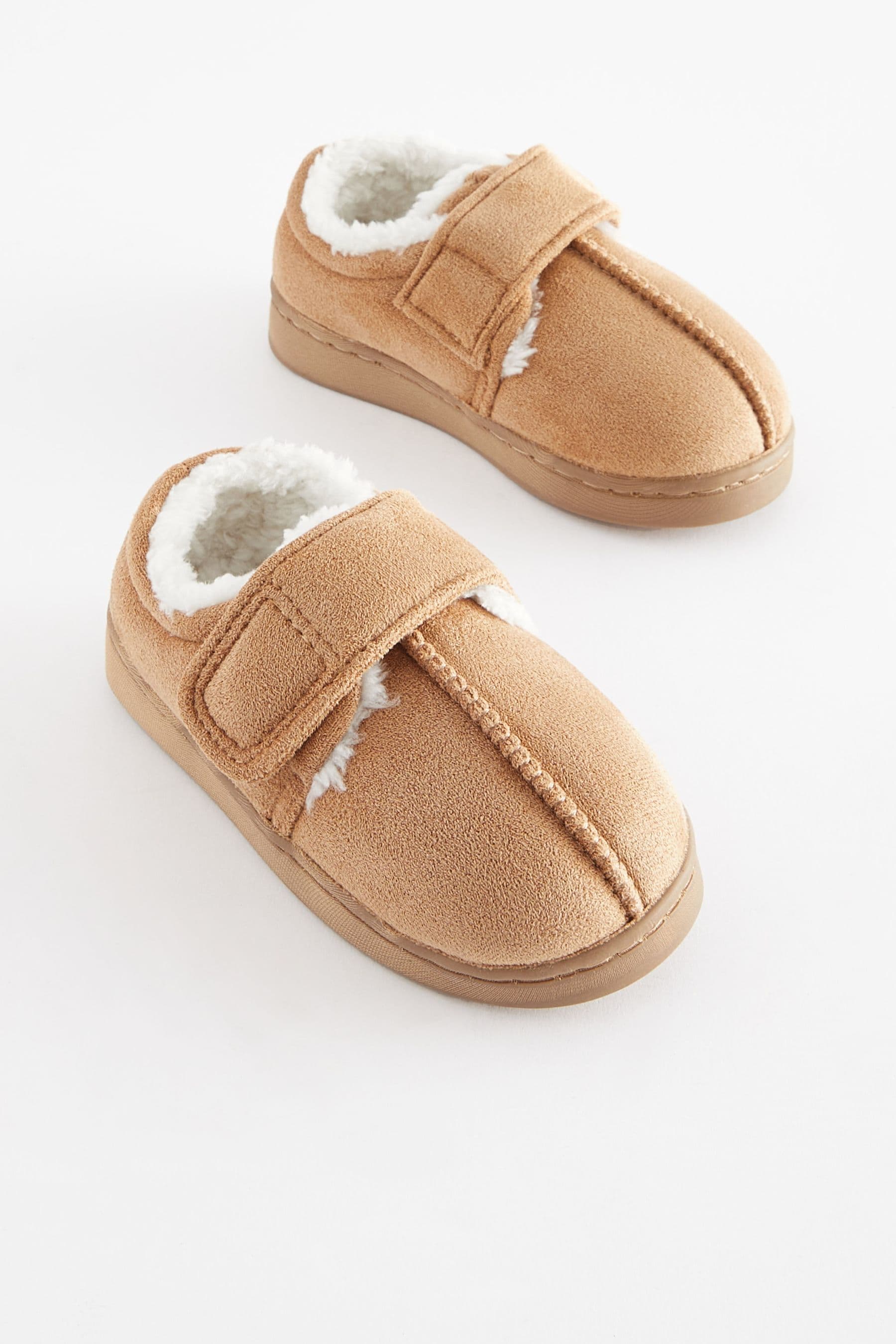 Buy Tan Brown Warm Lined Touch Fastening Slippers from Next Mexico