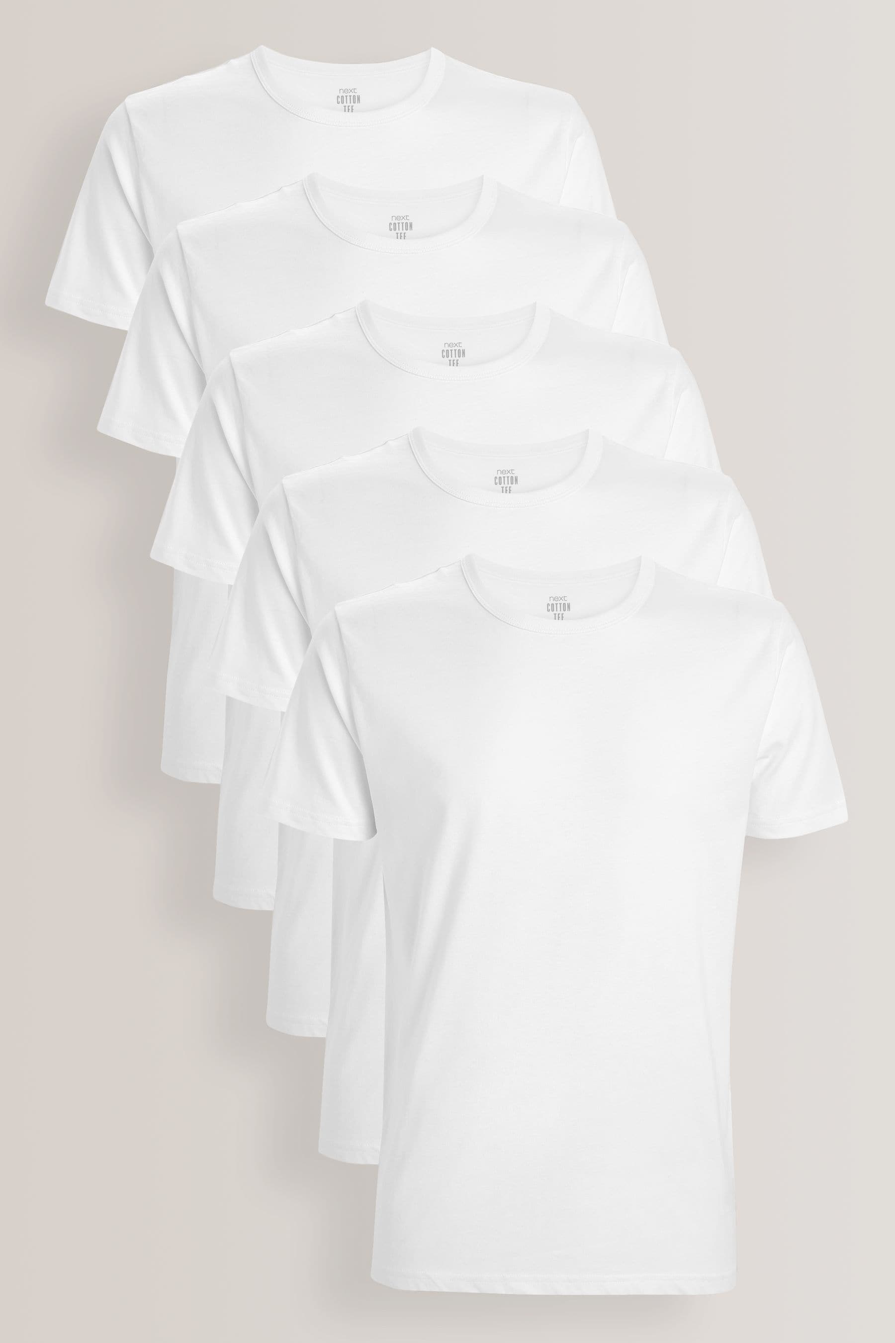Buy White Slim Fit 100 Cotton Underwear T Shirts 5 Pack from the Next UK online shop