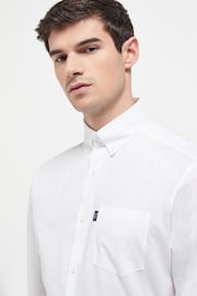 White Slim Fit Easy Iron Button Down Oxford Shirt - Image 3 of 6