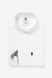 White Slim Fit Easy Iron Button Down Oxford Shirt - Image 4 of 6