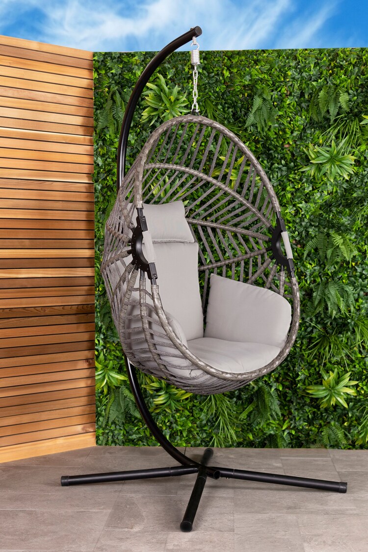 Charles Bentley Grey Garden Egg Shaped Swing Chair - Image 1 of 6