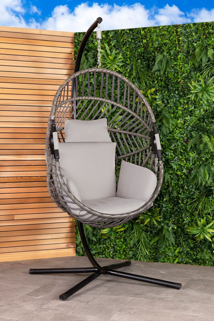 Charles Bentley Grey Garden Egg Shaped Swing Chair - Image 2 of 6