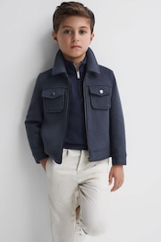 Reiss Airforce Blue Peridoe Junior Wool Trucker Jacket - Image 1 of 5