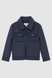 Reiss Airforce Blue Peridoe Junior Wool Trucker Jacket - Image 2 of 5