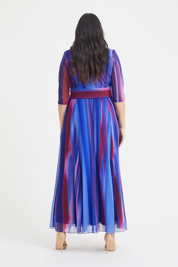 Scarlett & Jo Blue Verity Ikat Print Maxi Gown