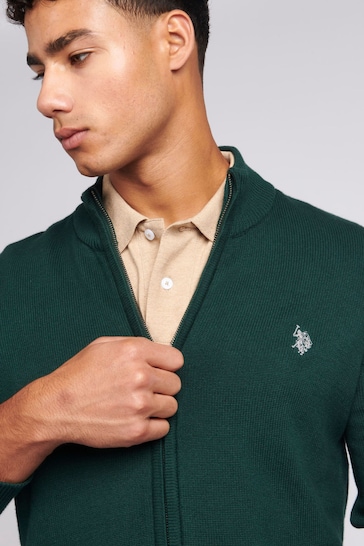 U.S. Polo Assn. Mens Green Knitted Cardigan