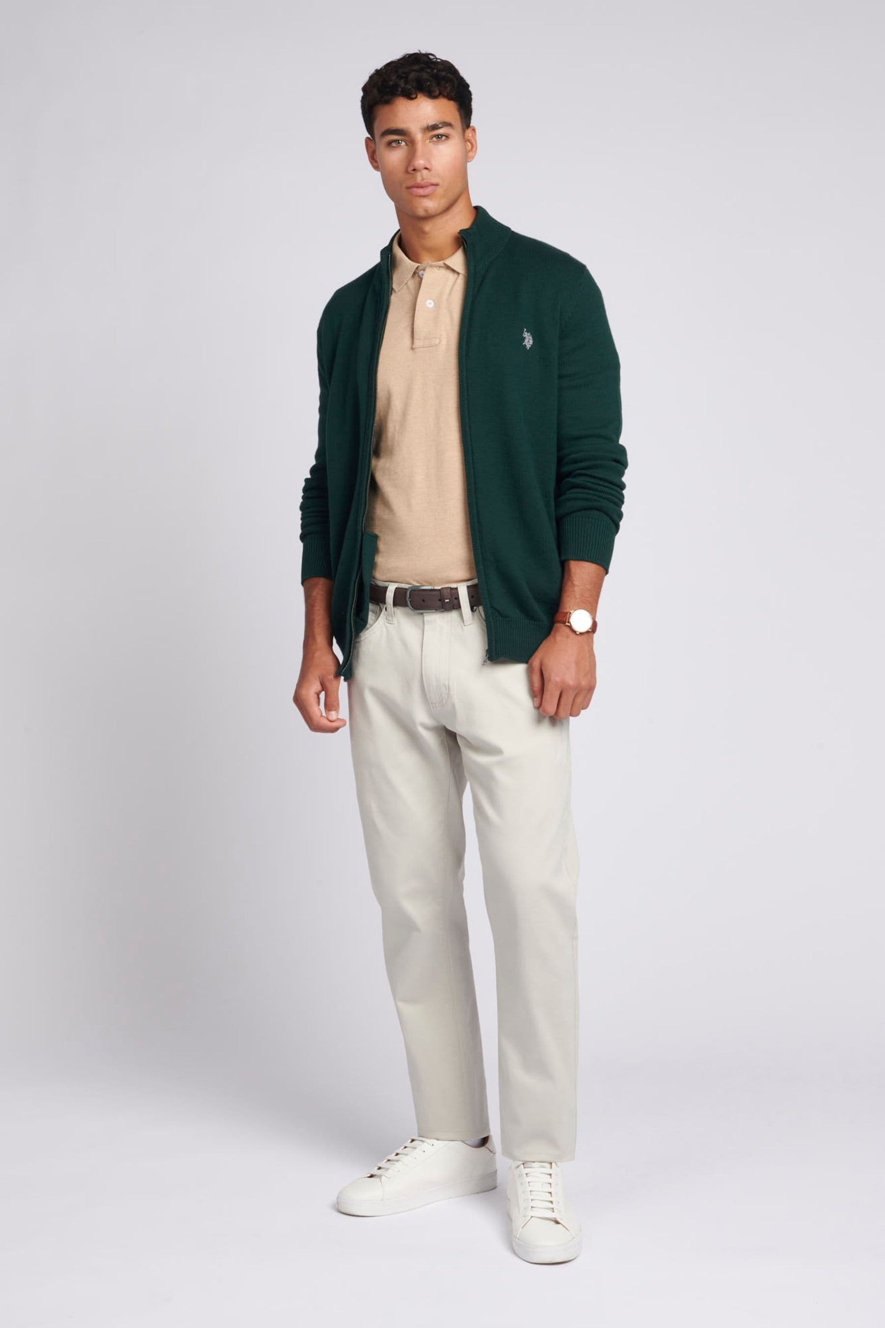 Buy U.S. Polo Assn. Green Mens Knitted Cardigan from the Next UK online shop
