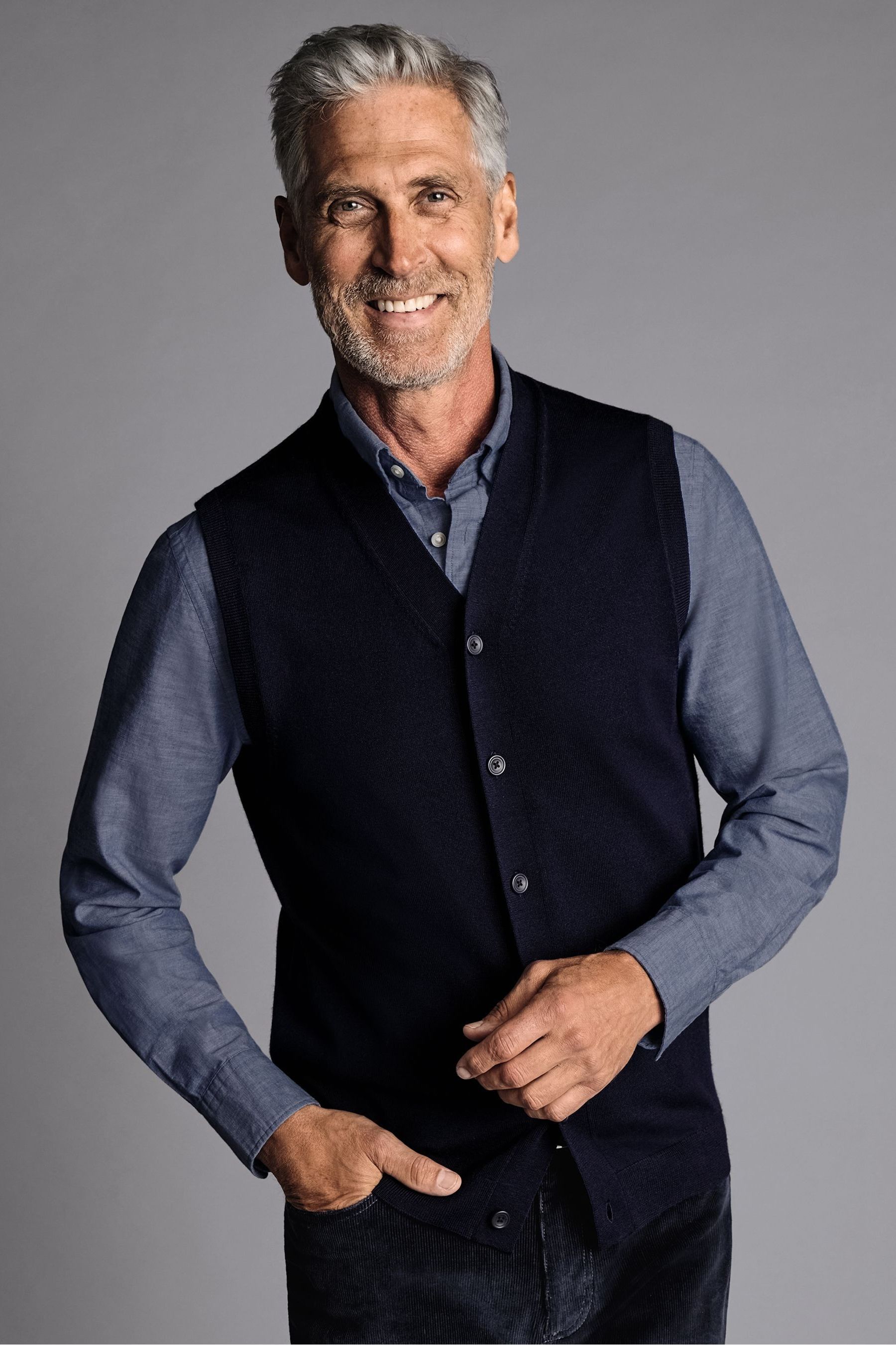Mens sleeveless cardigan with on sale buttons