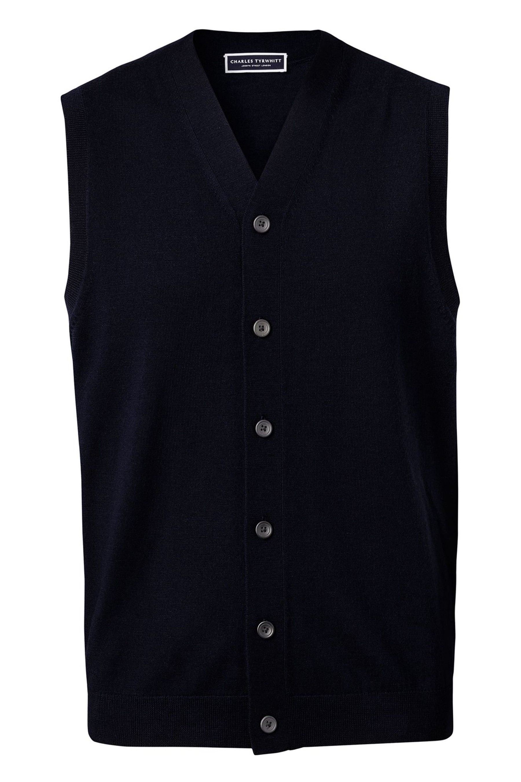 Buy Charles Tyrwhitt Blue Pure Merino Sleeveless Cardigan from Next Luxembourg
