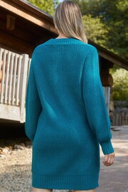 Threadbare Teal V-Neck Knitted Jumper Dress - Image 2 of 4