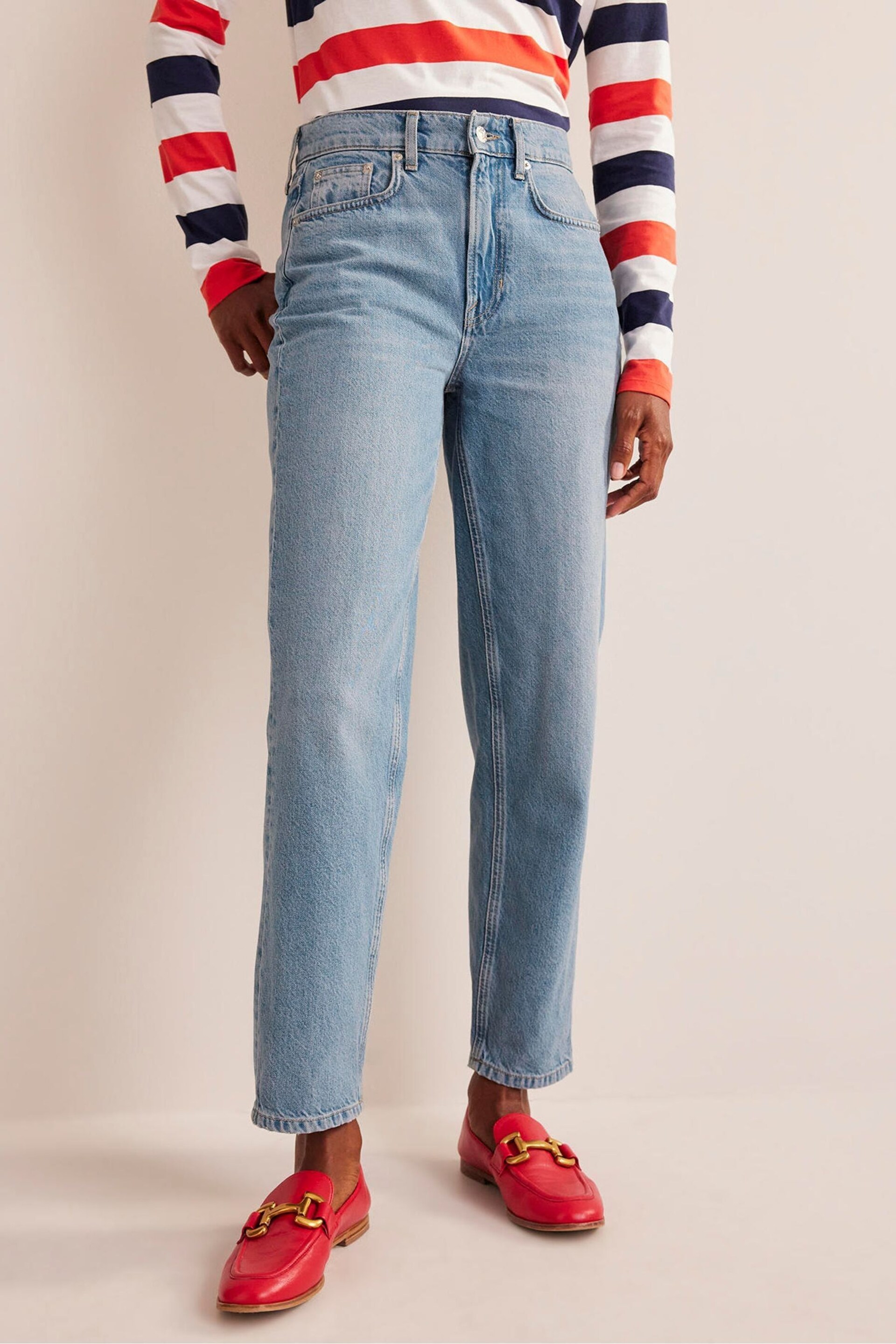 Boden Light Blue Mid Rise Tapered Jeans - Image 2 of 8