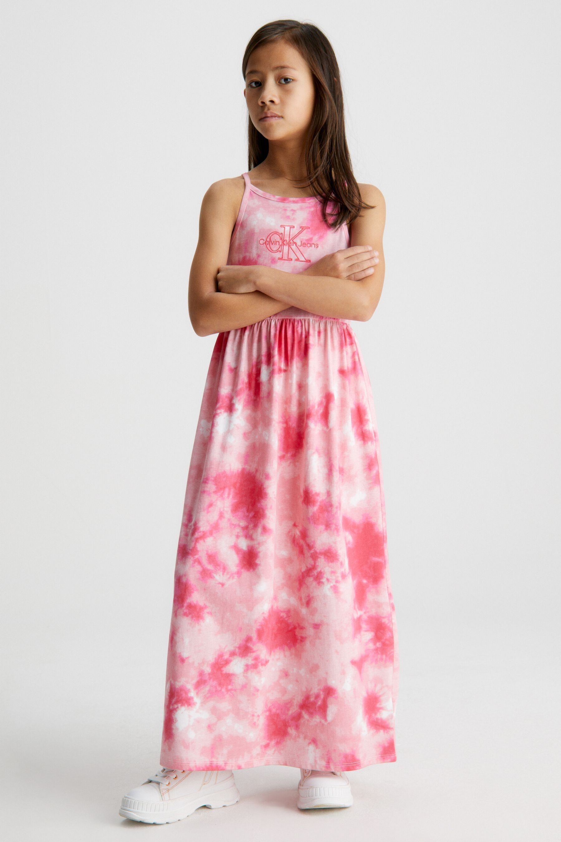 Buy Calvin Klein Jeans Girls Pink Tie Dye Strappy Maxi Dress from Next Luxembourg