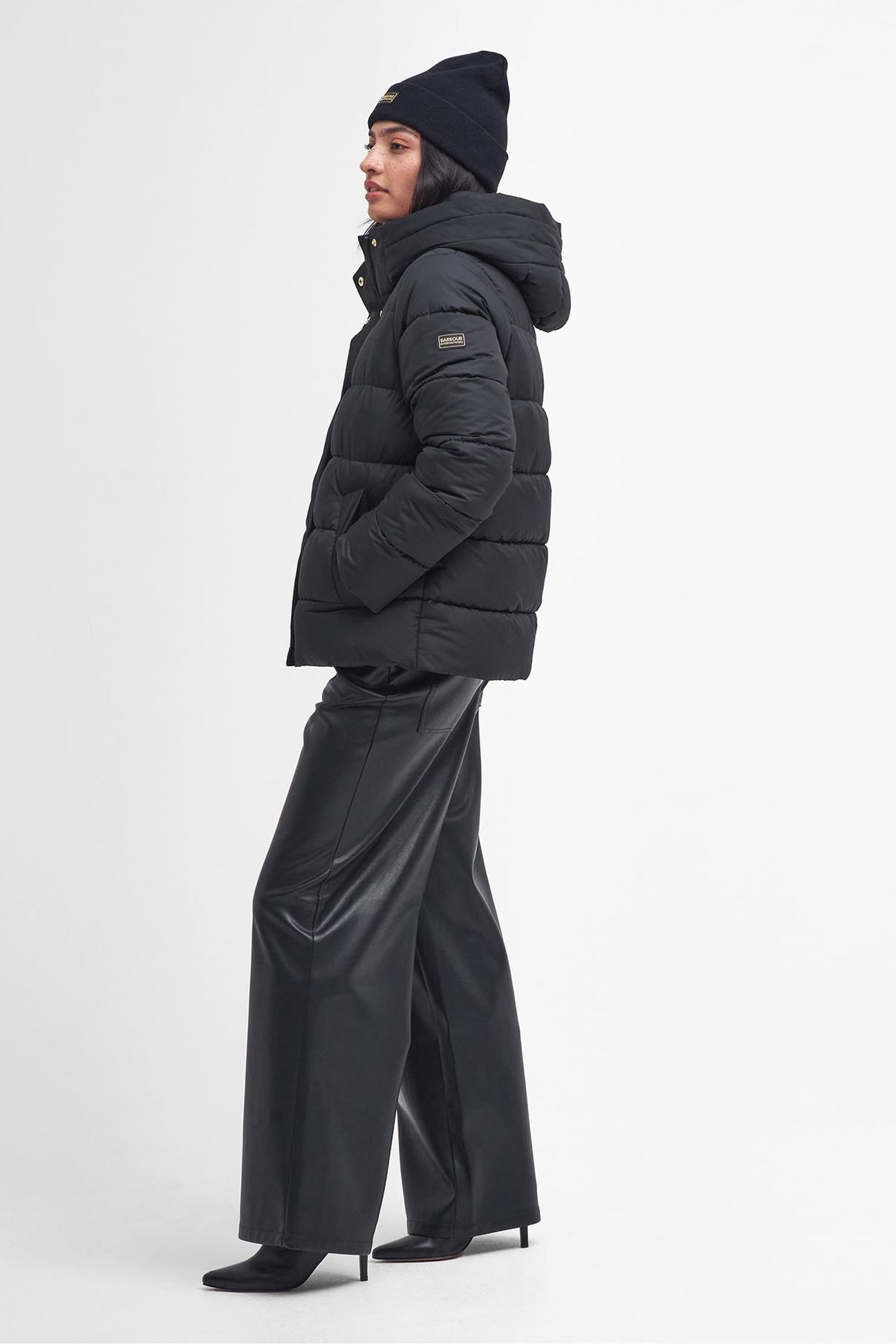Barbour International Black Barron Boxy Baffle Quilt Puffer Jacket