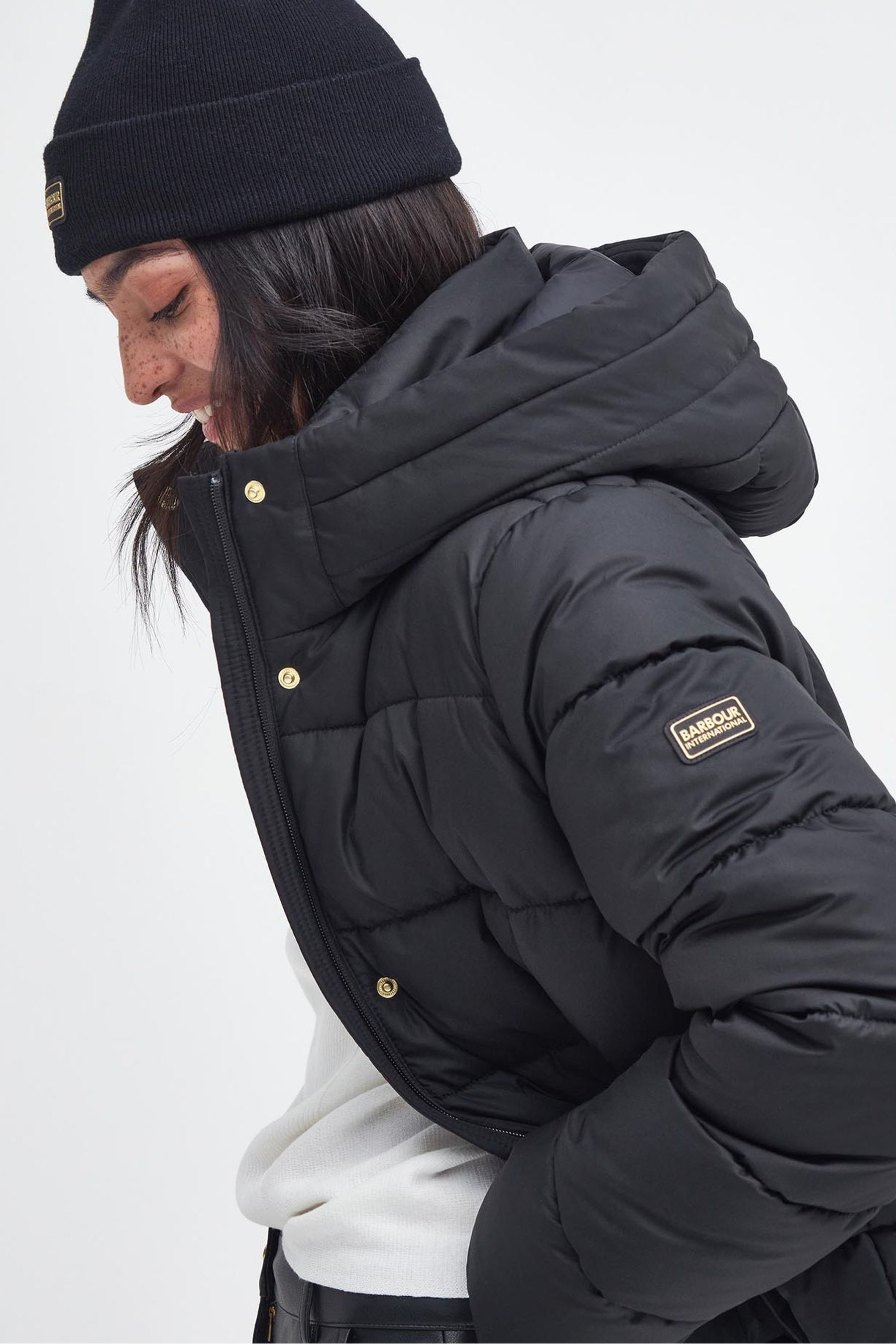 Buy Barbour International Black Barron Boxy Baffle Quilt Puffer Jacket from the Next UK online shop