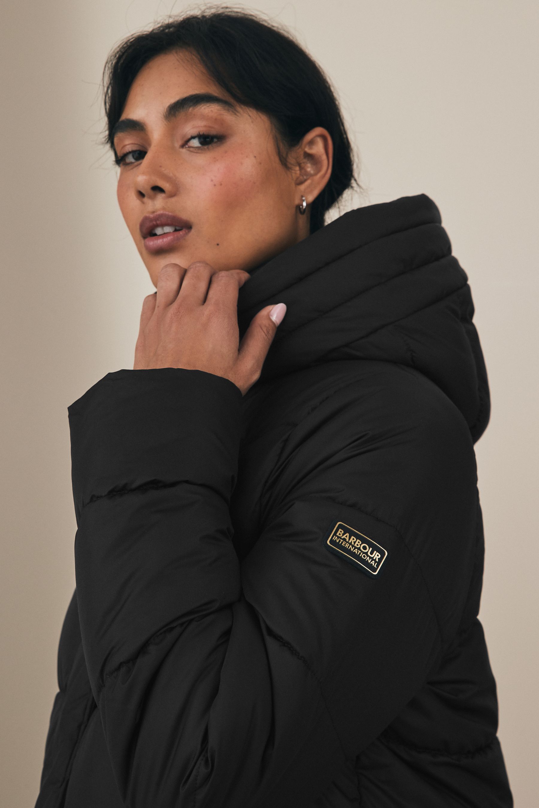 Barbour International Barron Longline Baffle Quilt Puffer Coat