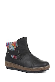 Pavers Black Ladies Wide Fit Ankle Boots - Image 2 of 8