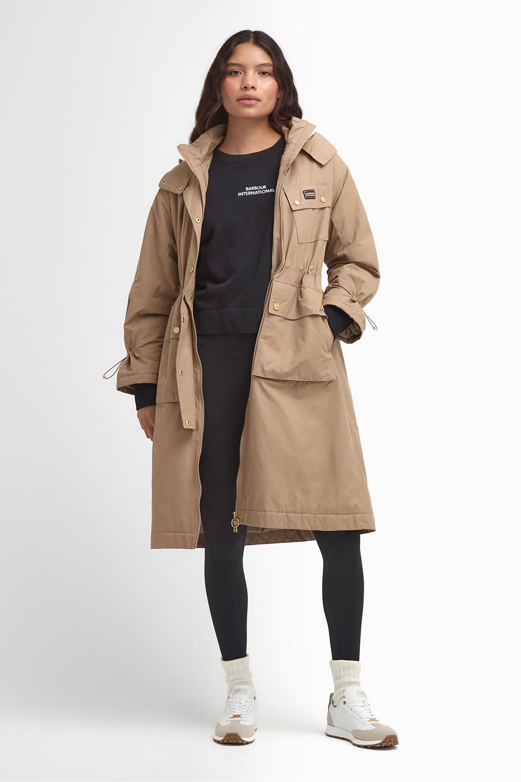 Buy Barbour International Cream Roberta Showerproof Longline Jacket from the Next UK online shop