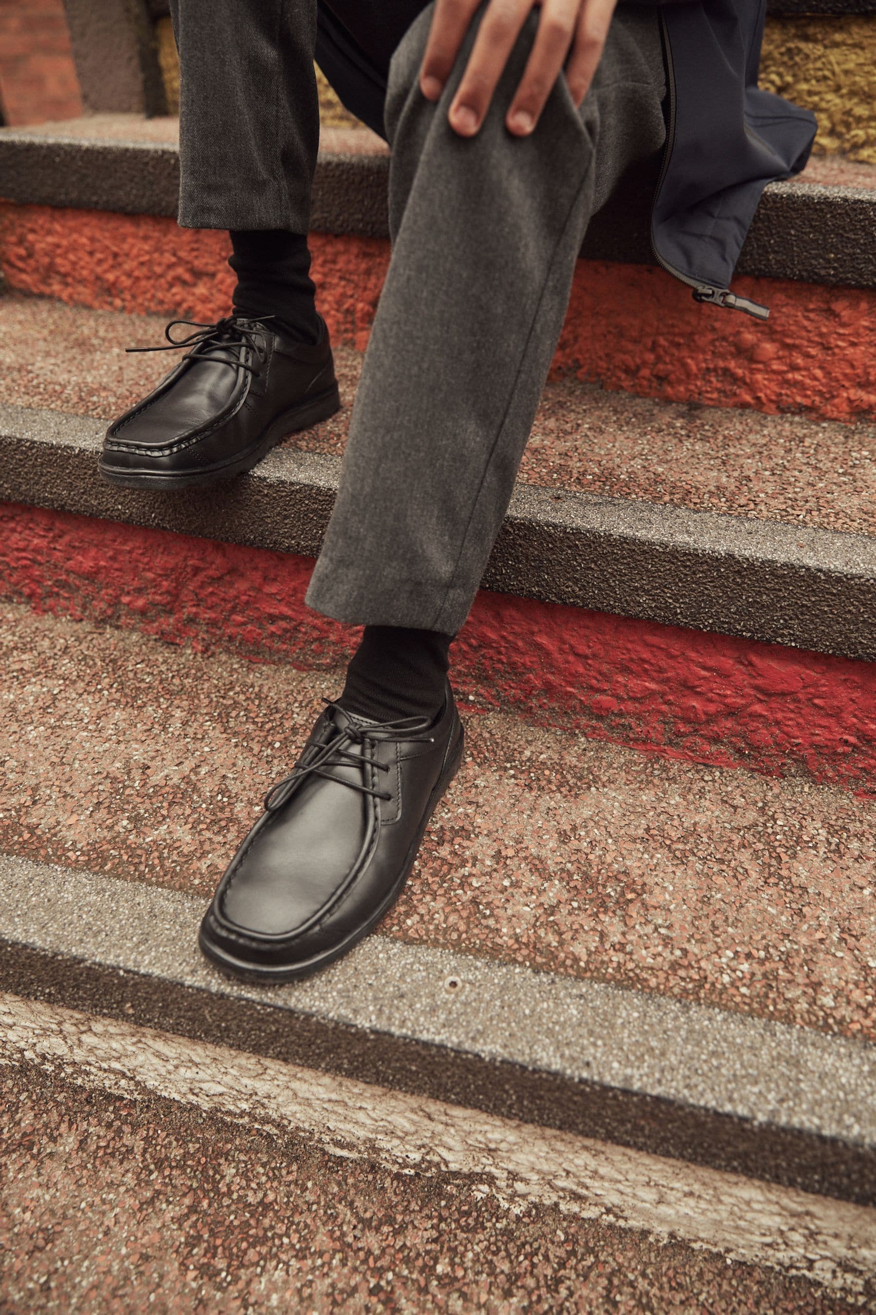 Leather lace up hot sale flats