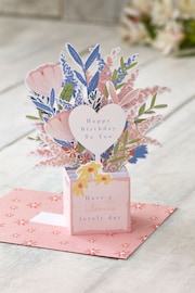 Pink Floral Pop-Up Birthday Card - Image 1 of 4
