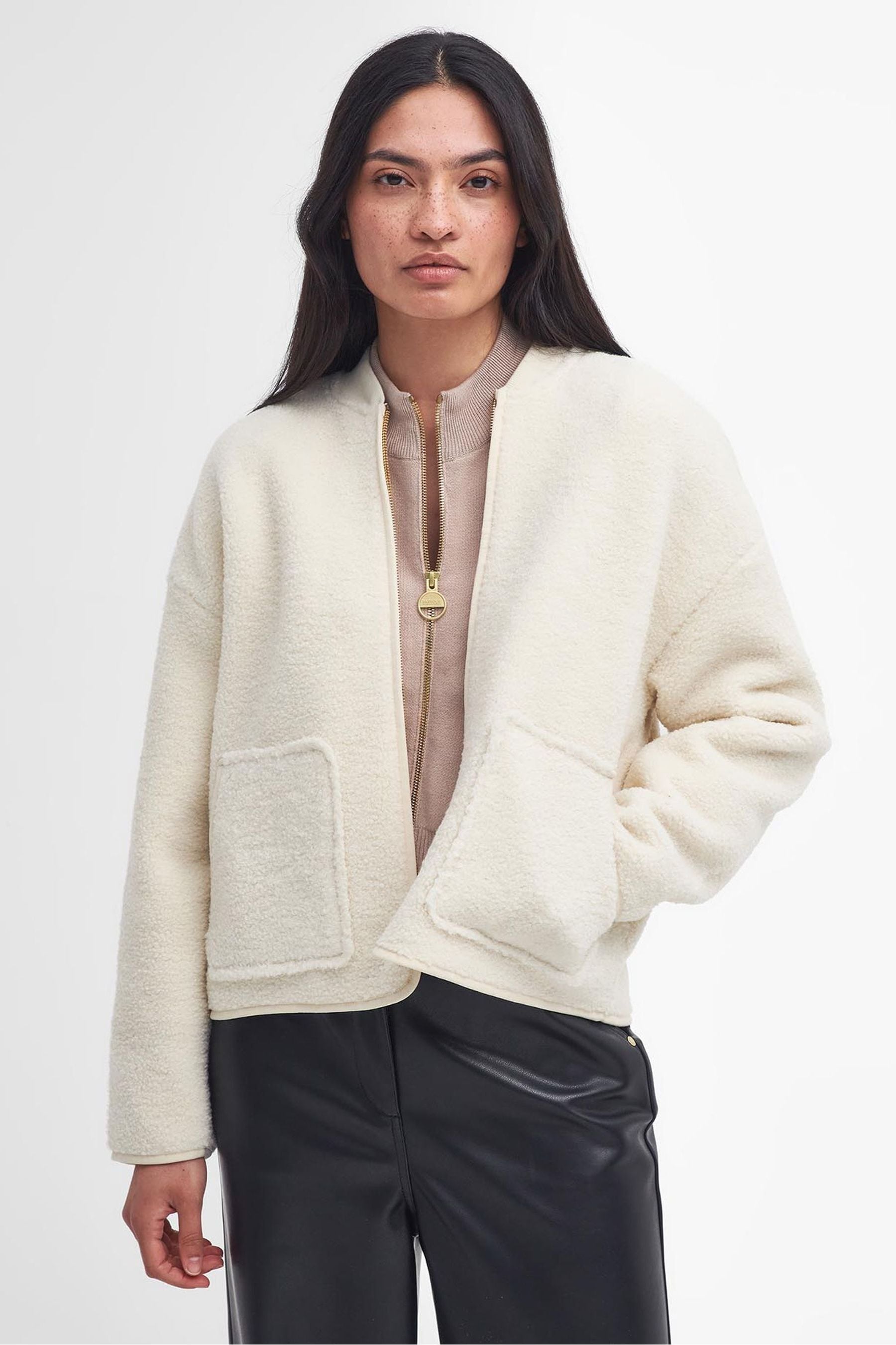 Sherpa fleece bomber jacket top