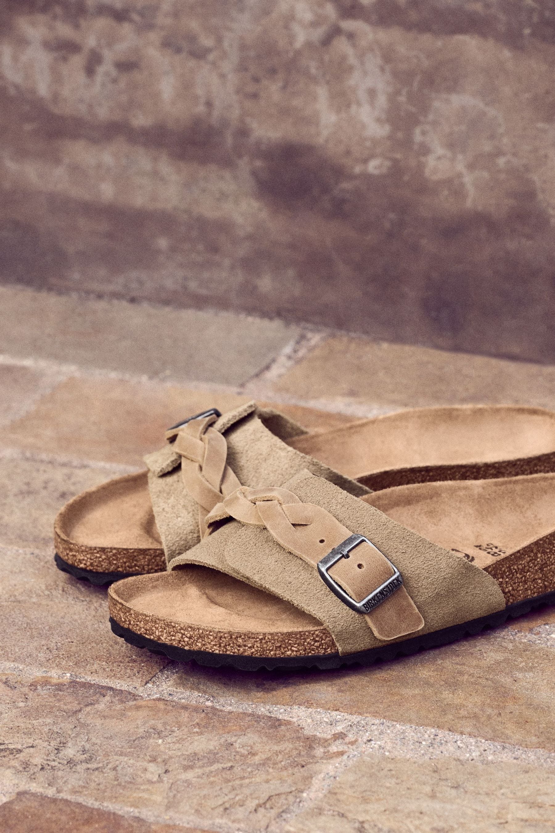 Birkenstock Natural Oita Suede Braided Sandals
