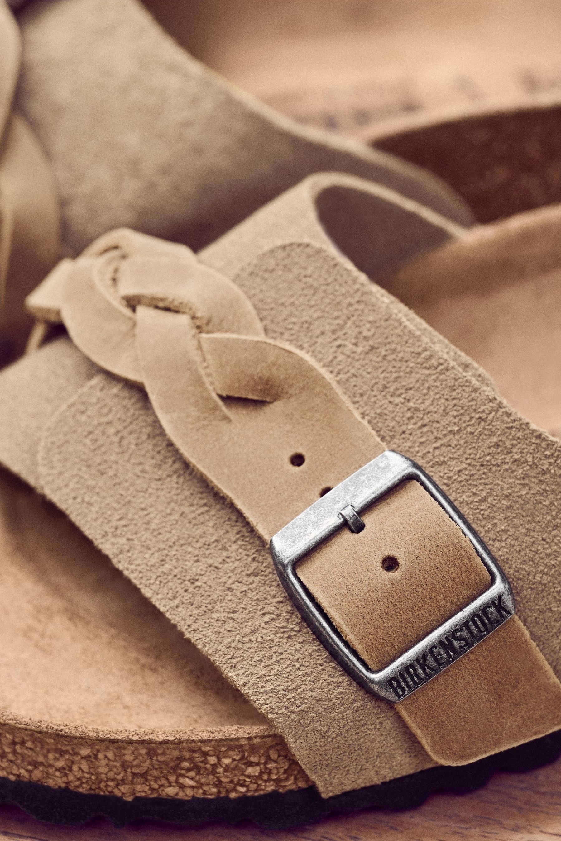 Buy Birkenstock Natural Oita Suede Braided Sandals from Next Germany