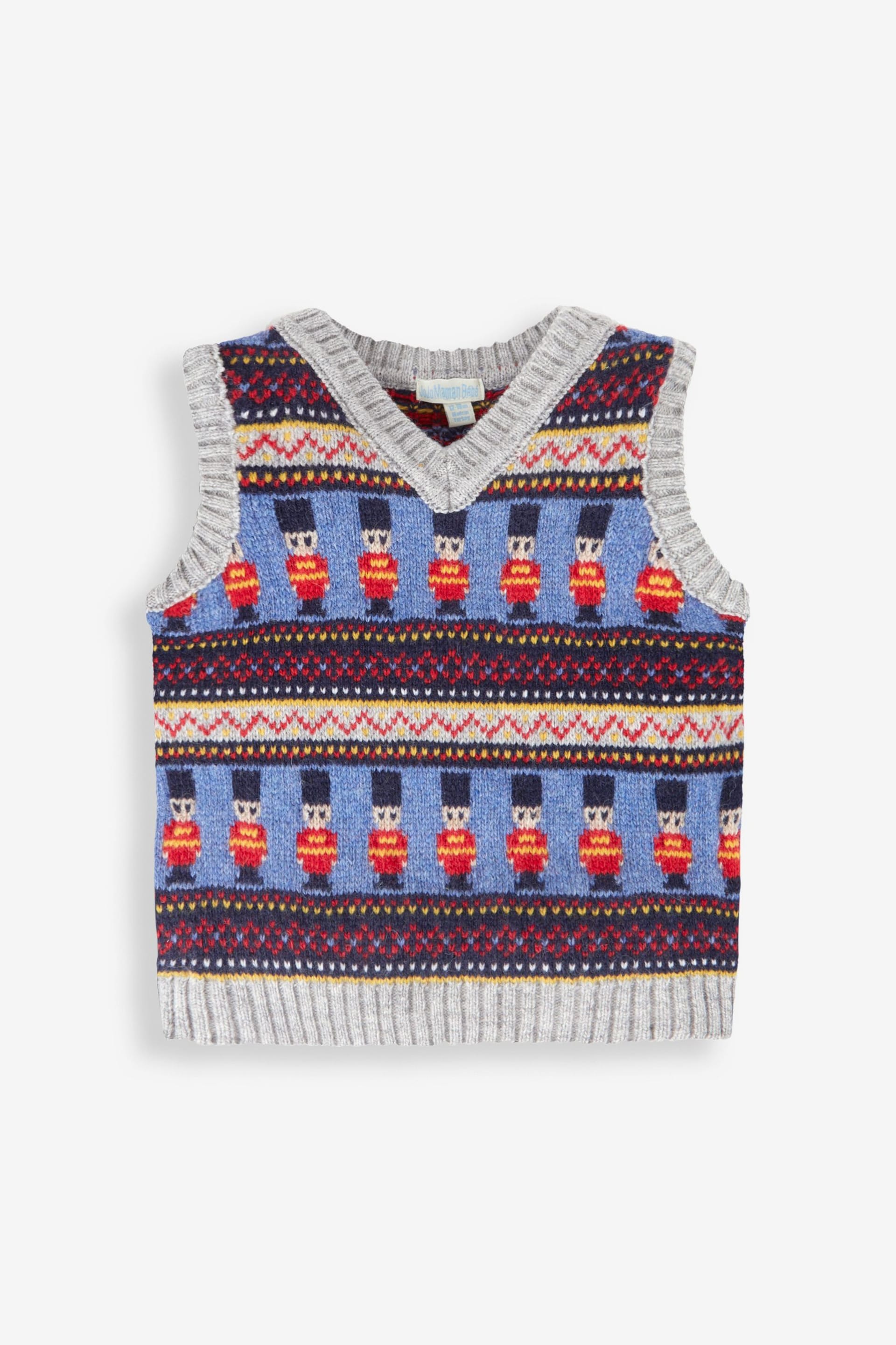 JoJo Maman Bébé Marl Grey Kings Guards Fair Isle Tank Top - Image 1 of 2