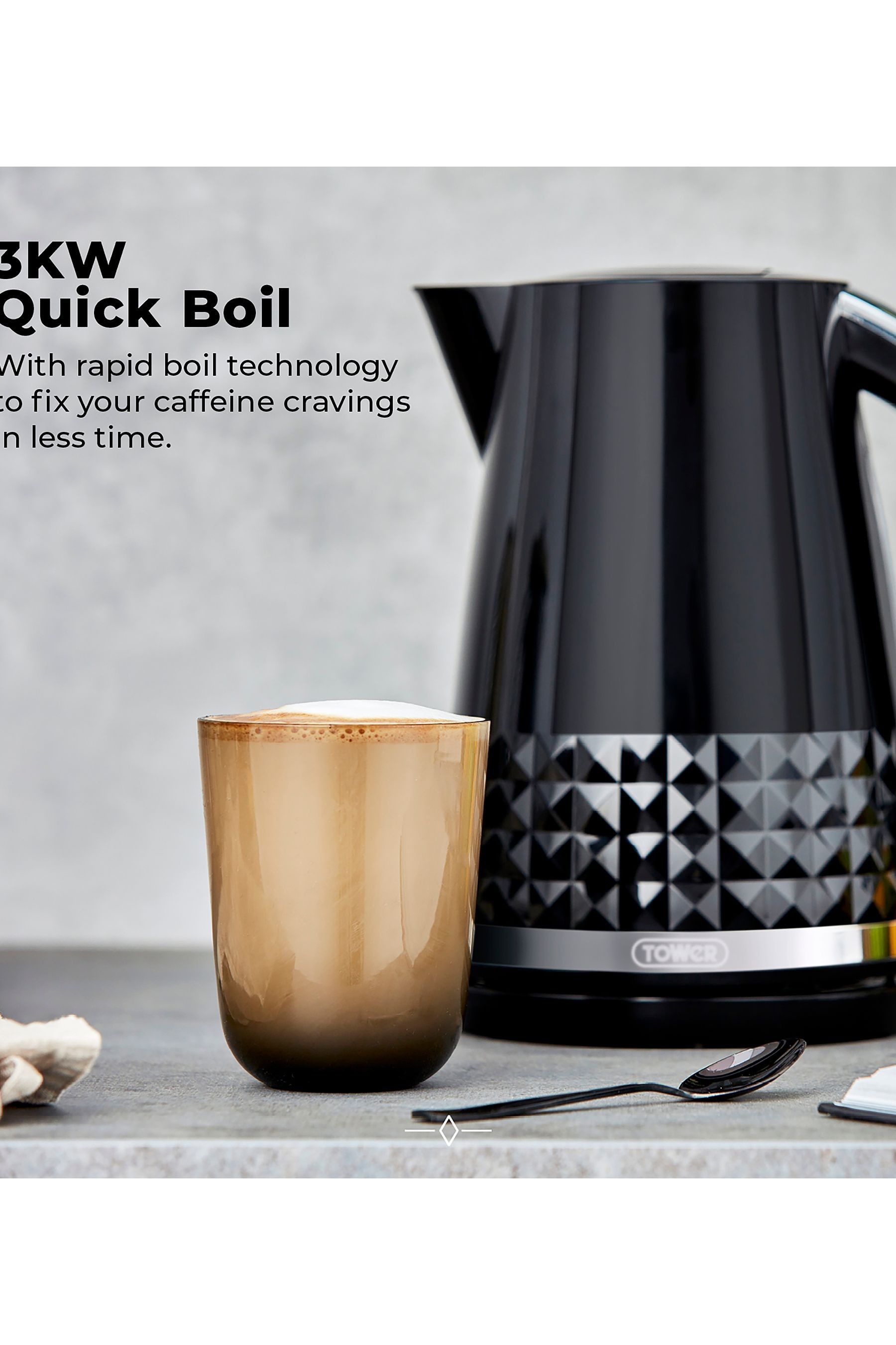Buy Tower Black Solitaire 1.5L 3KW Kettle from the Next UK online shop