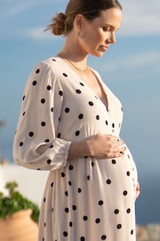 Seraphine V-Neck Button White Tiered Maternity Dress - Image 5 of 5