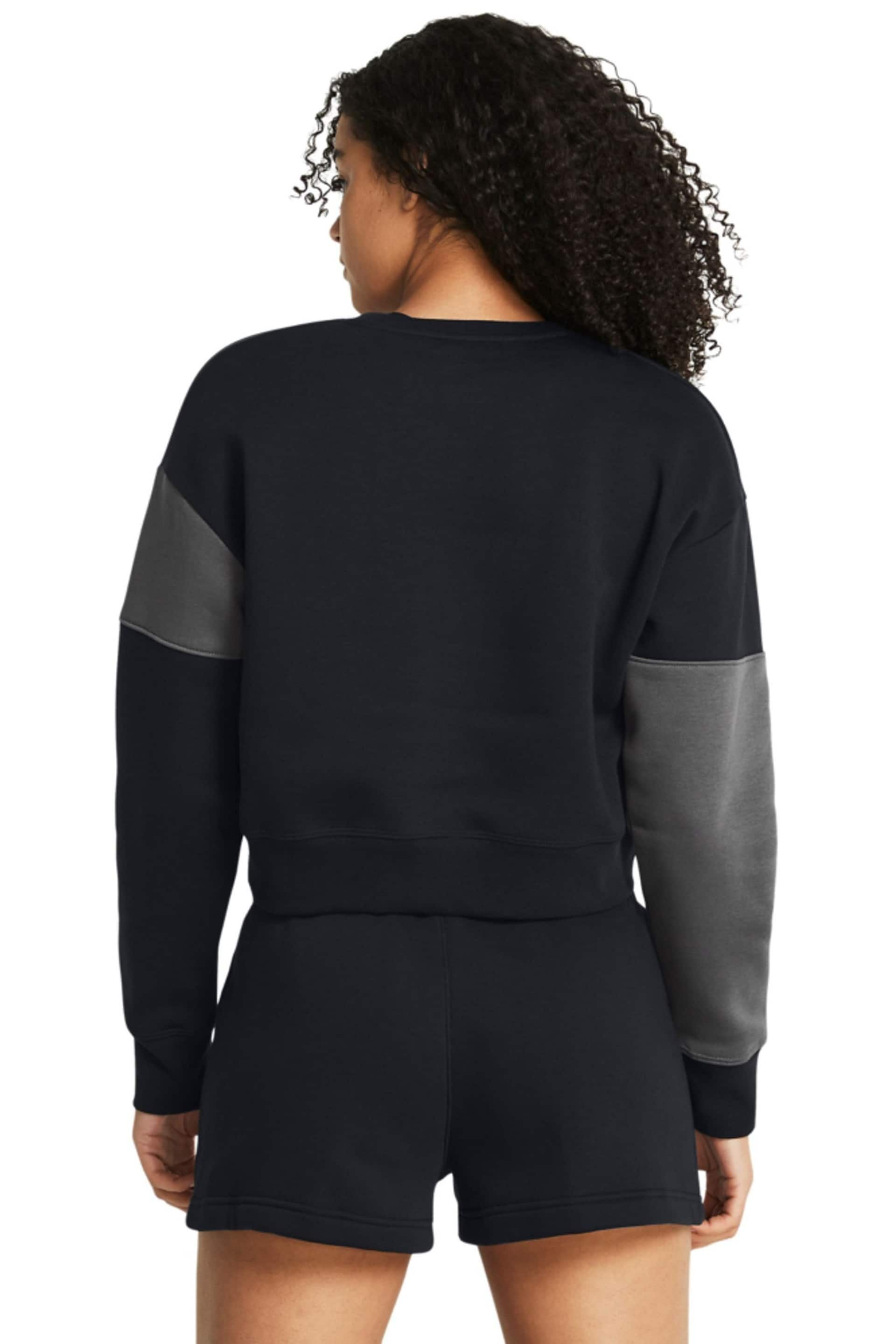 Under Armour Black Essential Fleece Crop Crew Sweatshirt - Image 2 of 5