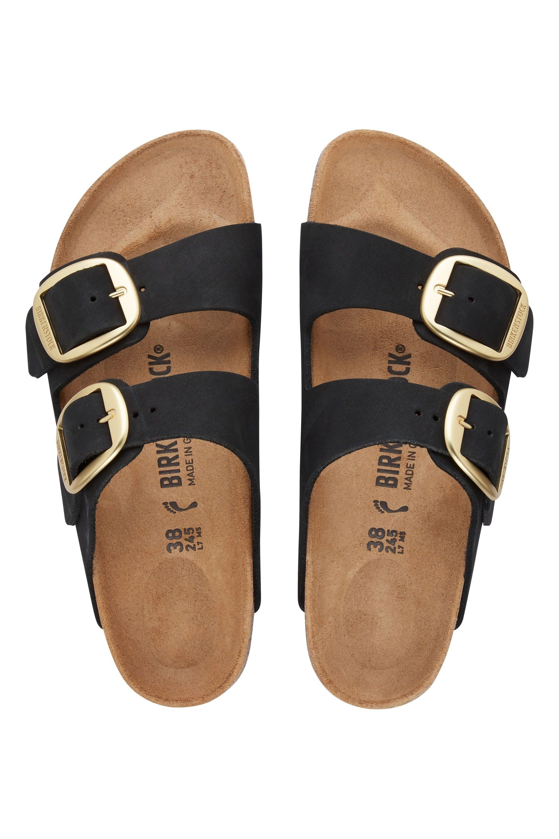 Buy Birkenstock Black Gold Arizona Big Buckle Nubuck Sandals from Next Luxembourg