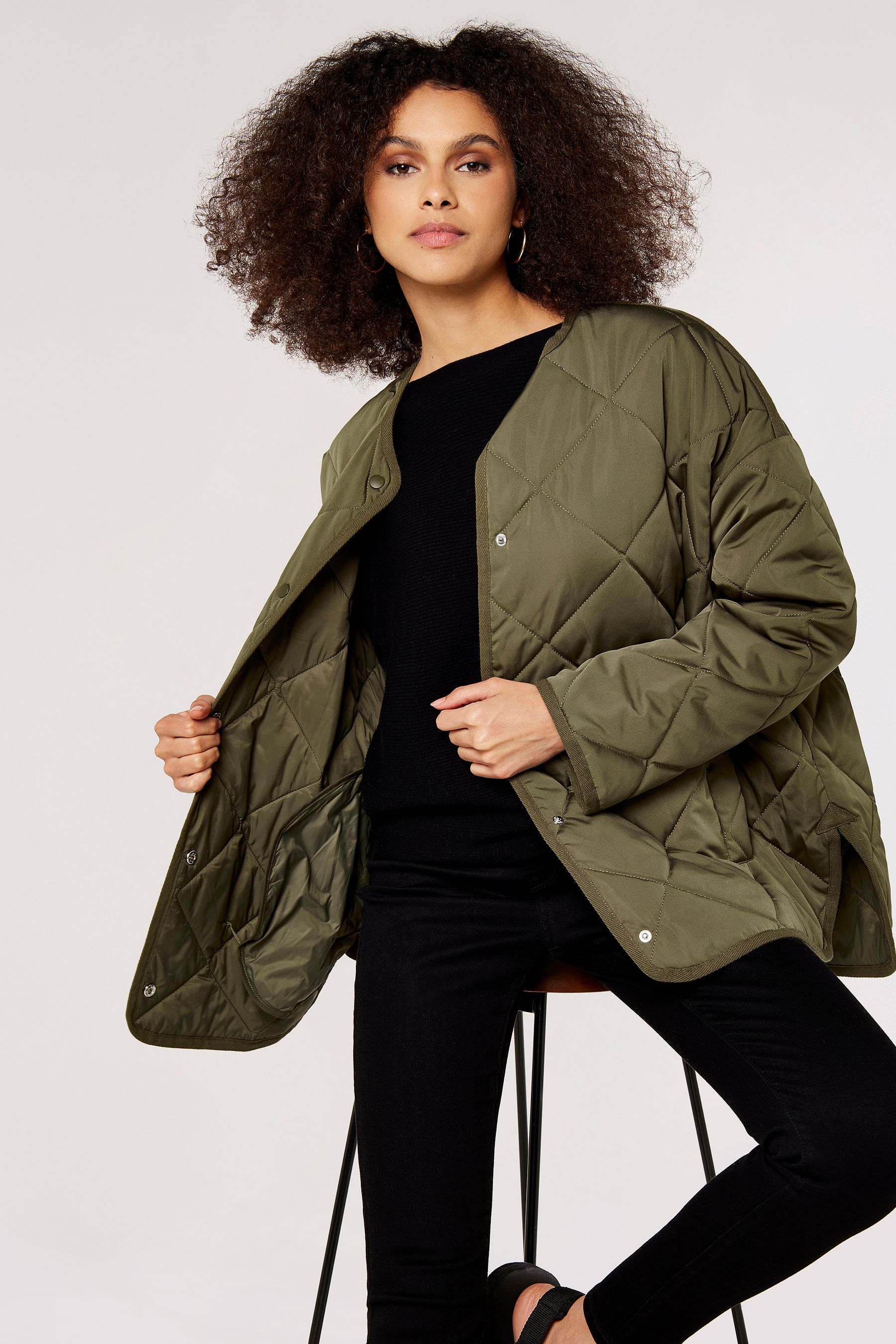 Collarless new arrivals quilted jacket