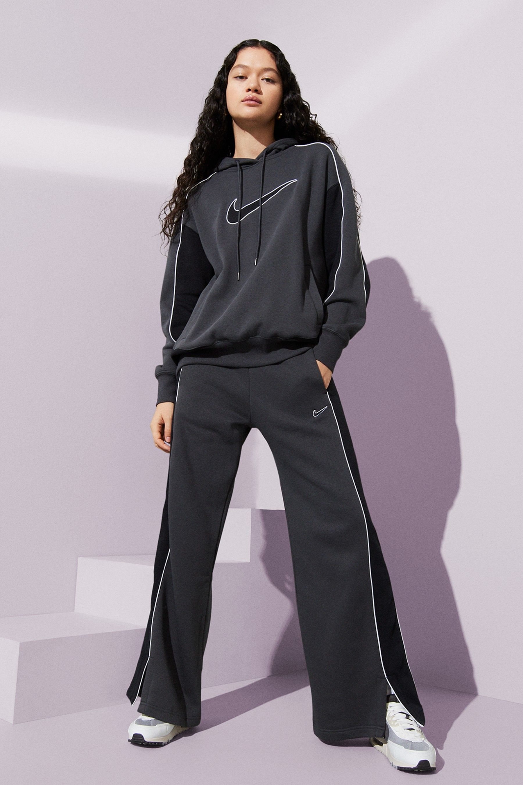 Buy Nike Dark Grey Piping Detail Swoosh Hoodie from the Next UK