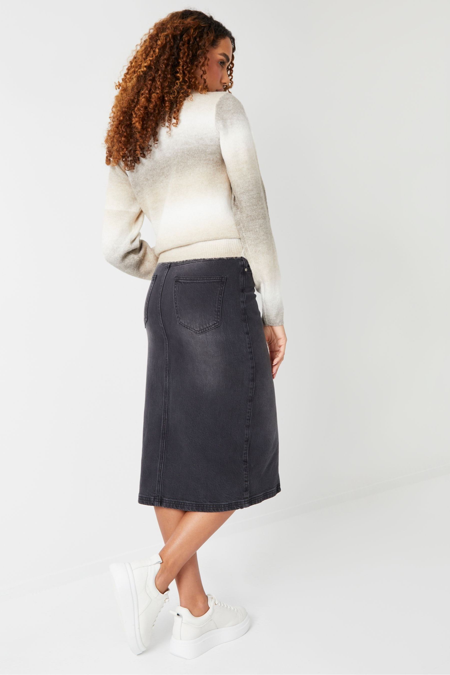 Buy Threadbare Grey Petite Denim Midi Skirt from Next Luxembourg