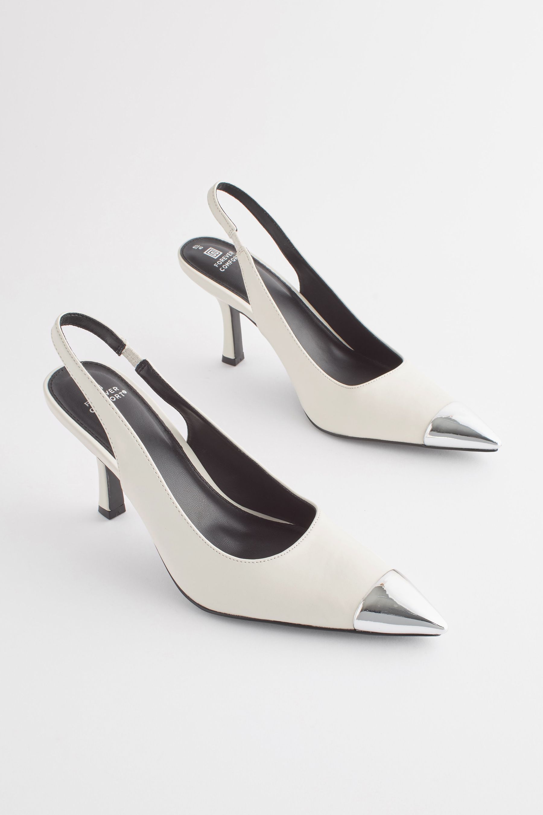 Off white kitten heel shoes top