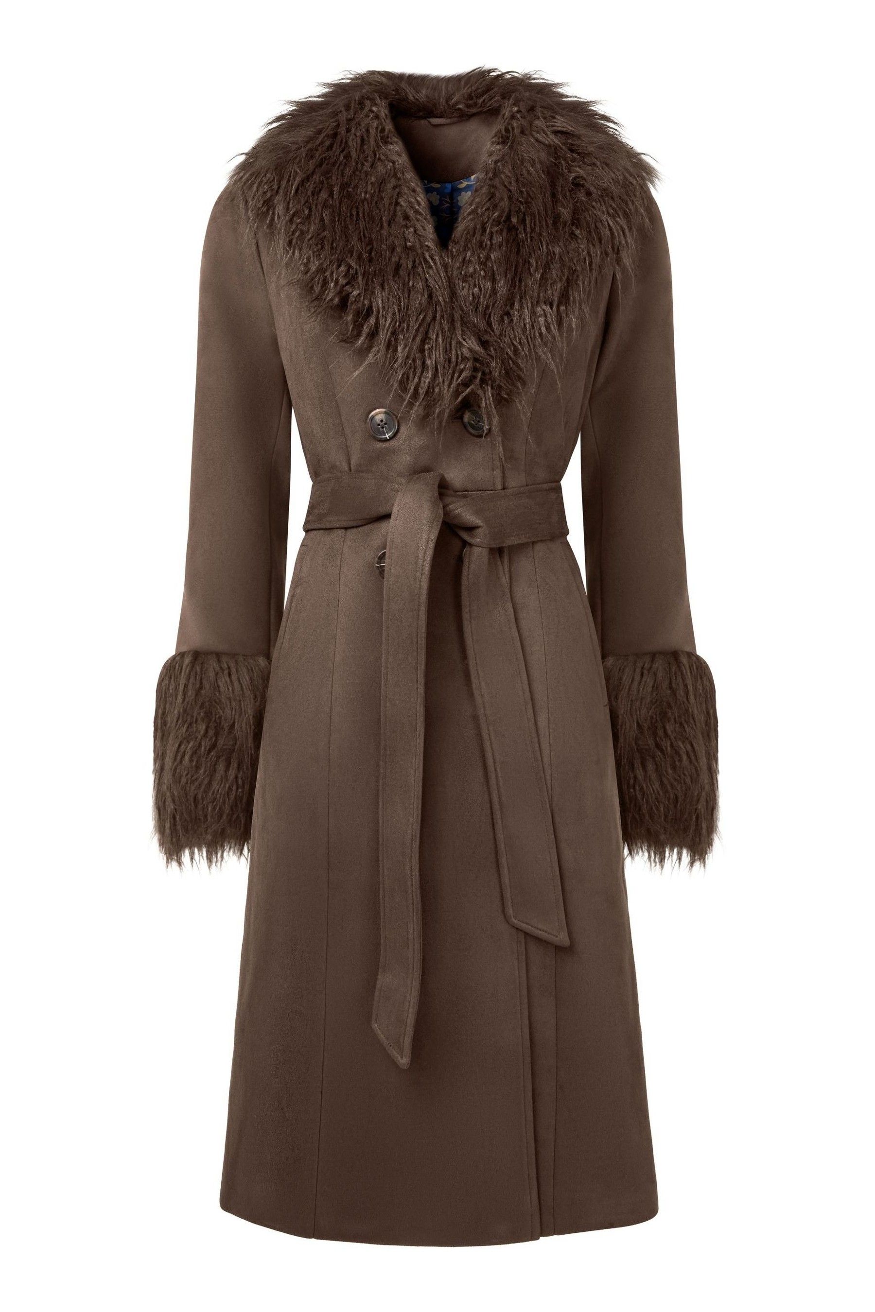 Buy Joe Browns Brown Fantastic Faux Fur Trim Coat from Next Luxembourg