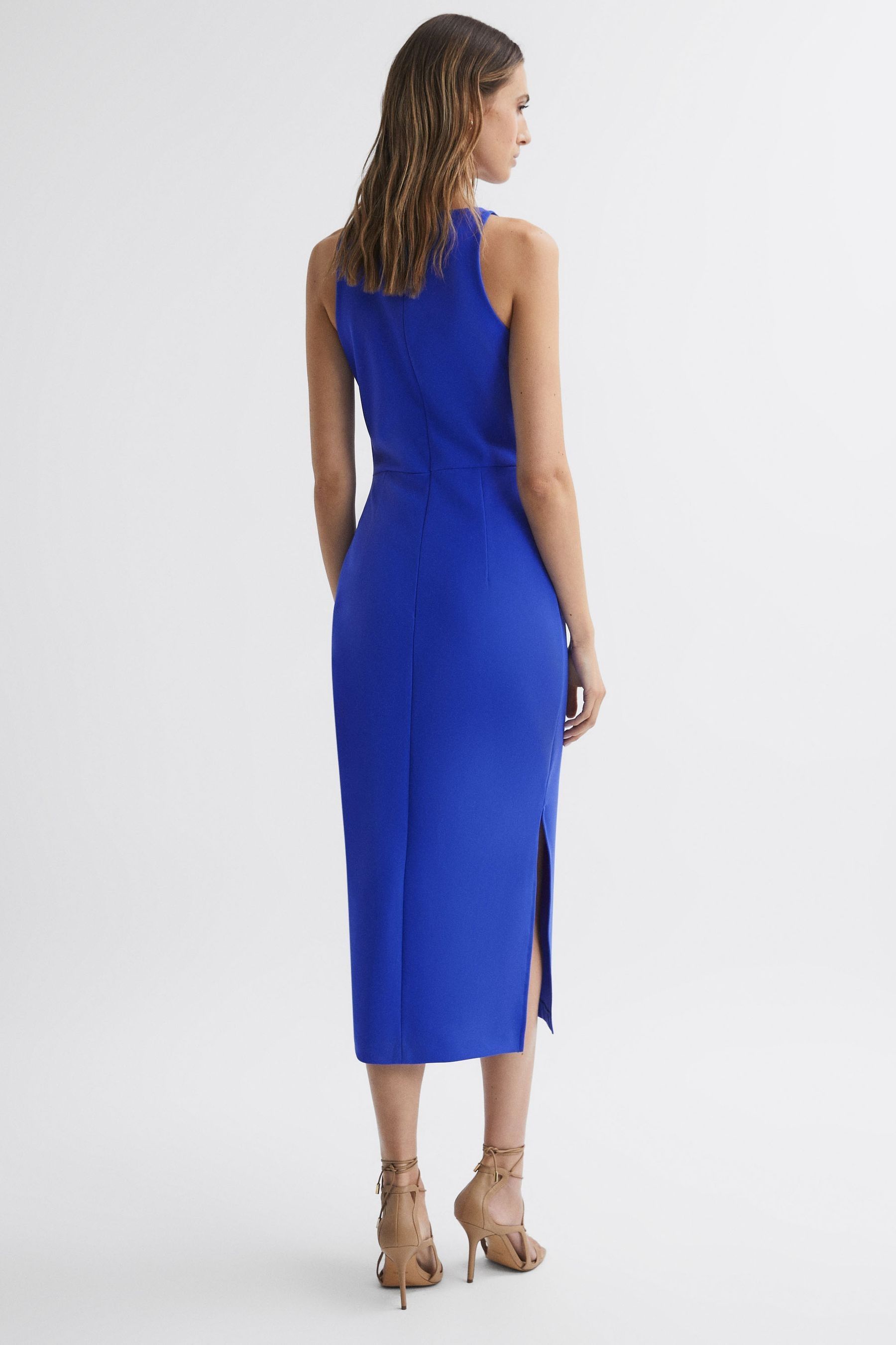 Buy Reiss Blue Scarlett Bodycon Boat Neck Midi Dress from Next Luxembourg
