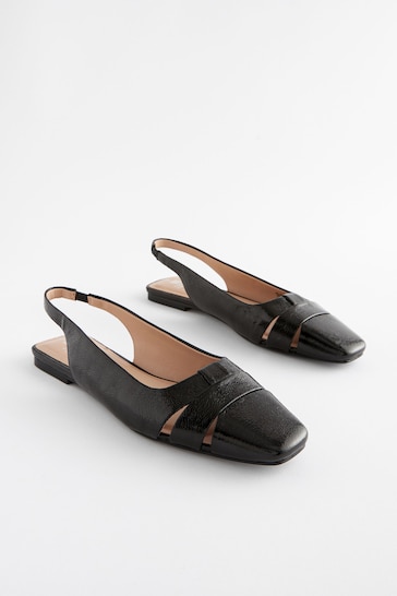 Black Forever Comfort® Cut-Out Square Toe Slingback Shoes