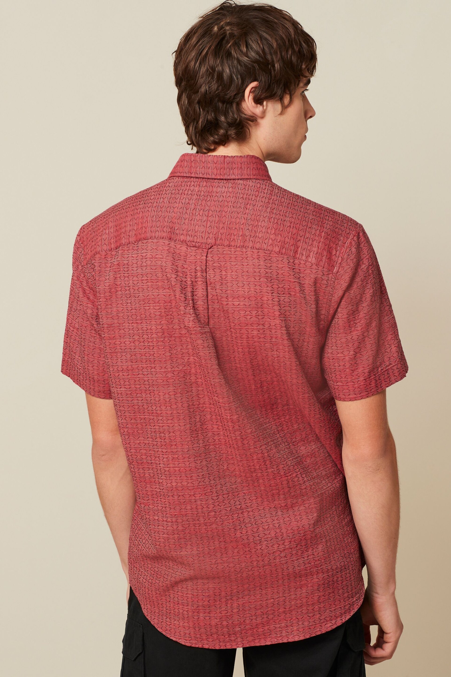 Red Textured Short Sleeve Shirt - Image 4 of 8