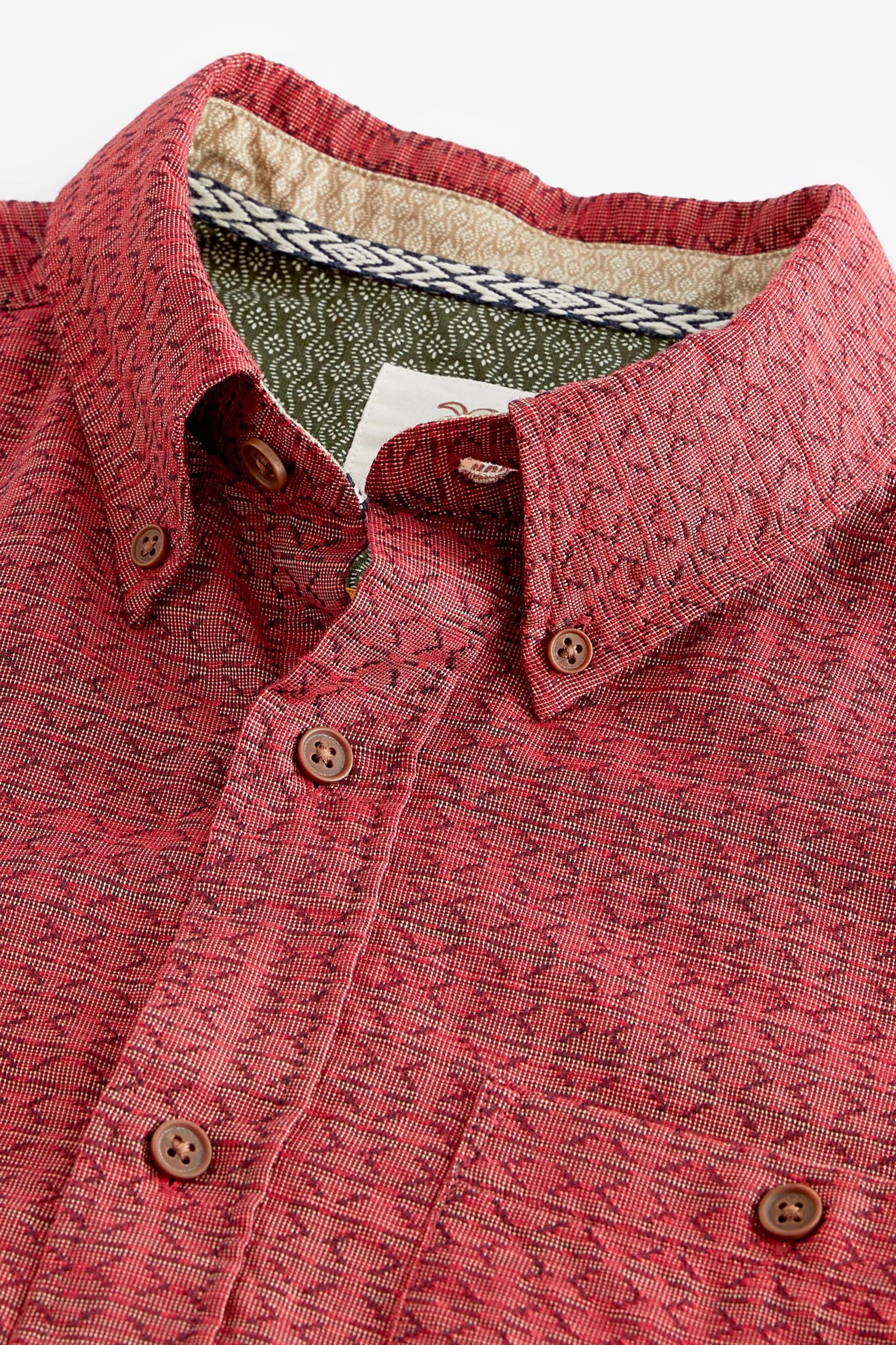 Red Textured Short Sleeve Shirt - Image 7 of 8