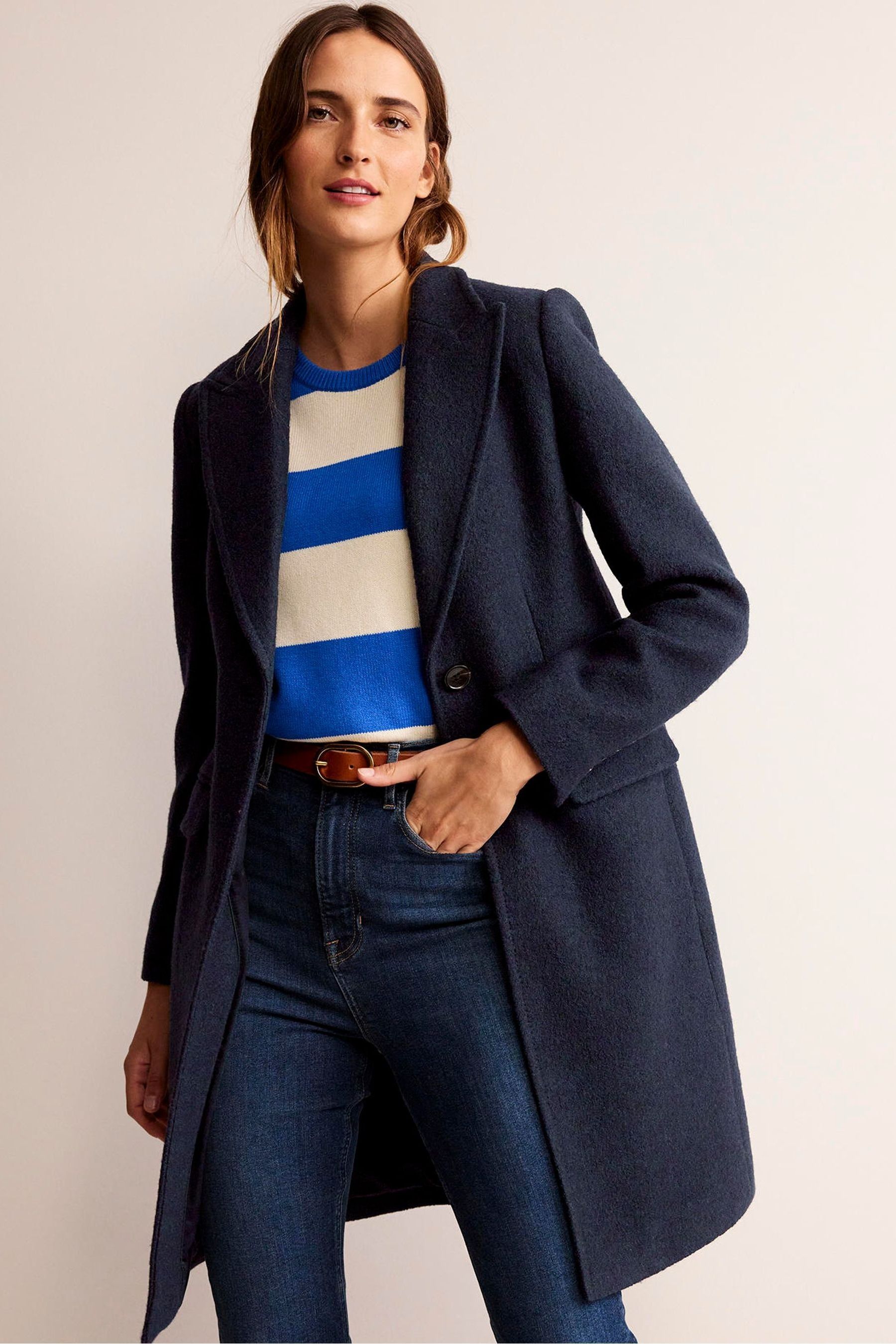 Buy Boden Blue Canterbury Textured Coat from the Next UK online shop