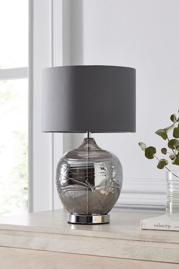 Smoke Grey Drizzle Table Small Lamp