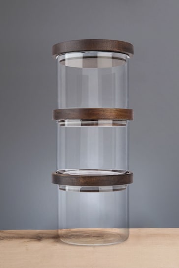 Artisan Street Set of 3 Clear Stacking Storage Jar Set